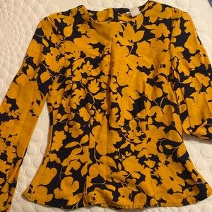 H&M peplum top yellow and blue